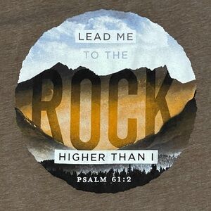 Not of This World Brown Jesus Tee Lead Me to the Rock Psalm 61:2 T-Shirt Size XL